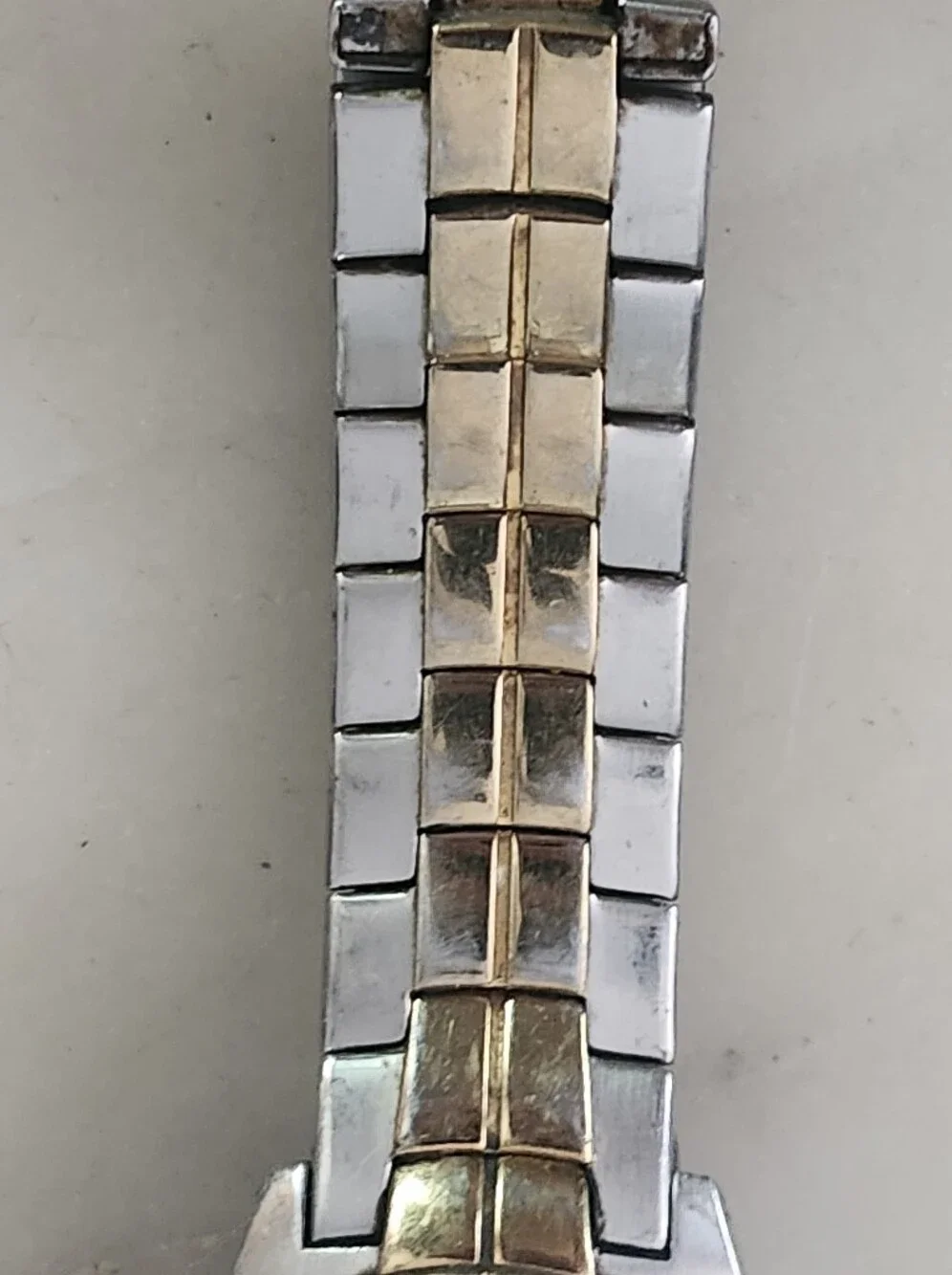 Vtg Fossil Blue Two-Tone Silver and Gold Quartz Watch with White Dial